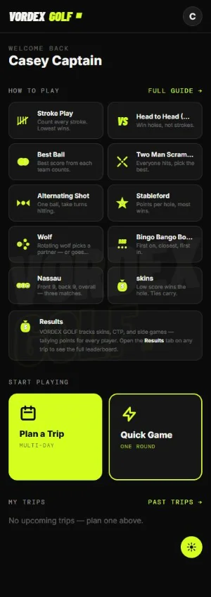 Vordex Golf app — live round scoring